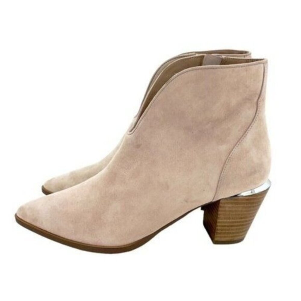 LINEA PAOLO Blush Pink Suede Leather Pointed Toe Ankle Booties SZ 7 NEW